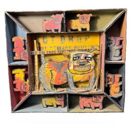 Original Greek Signed Cardboard Dog Art