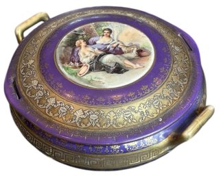 Purple Gilded French Ceramic Trinket Box (K)