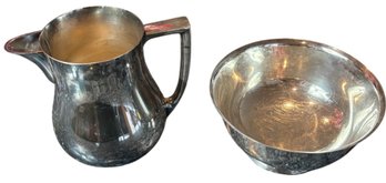 Silver Plated Bowl And Pitcher Pair (K)