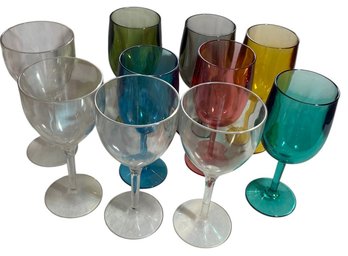 Muti Colored Plastic Wine Glasses 10pc (K)