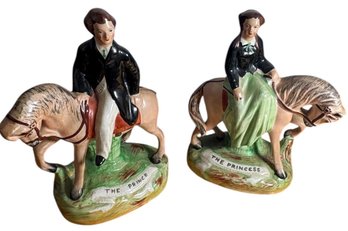 Antique Staffordshire England The Prince And The Princess Figurine Pair (B)