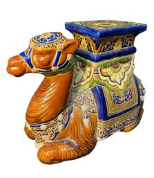 Glazed Majolica Camel Garden Stool