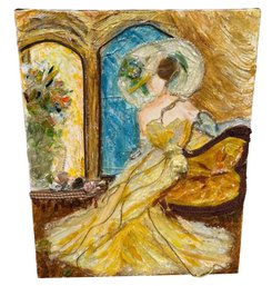 Woman In Yellow Dress Original Signed Mixed Media Art