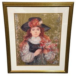Edna Hibel (1917-2014) Amy Rebeccas Floral Garden Limited Edition Framed Art Print #1253/9500