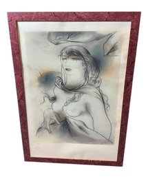 Giorgos Gounaropoulos (1890-1977) Female Figure With Headscarf Lithograph #140/200