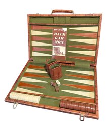 Backgammon Set In Faux Leather Carrying Case