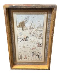 Persian Hunting Scene Gilded Framed Wall Art