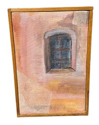 M. Castillo Signed Pueblo House Window Original Framed Painting