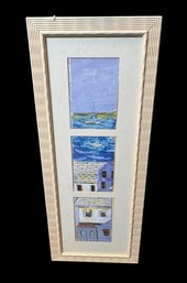 Original Watercolor Painting Trio Seascape Framed Art