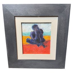 Abstract Female Figure On The Beach Original Signed Framed Painting