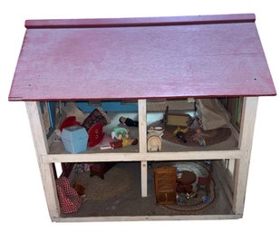 Vintage Wooden Doll House W/ Accessories (A)