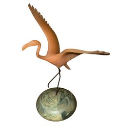 John Perry Flamingo On Moonstone Sculpture