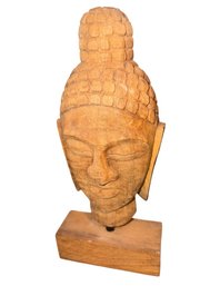Large Carved Wooden Shakyamuni Buddha Sculpture