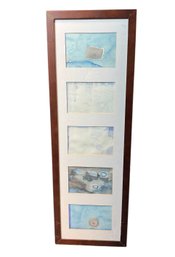 Original Blue Abstract Watercolor Paintings 5pc Framed