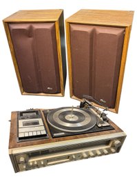 Fisher Stereo Turntable Console & Speakers