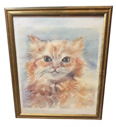 Kitty Cat Watercolor Framed Art Print