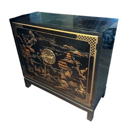 Drexel Heritage Chinoiserie Black Lacquered Storage Cabinet (LR)