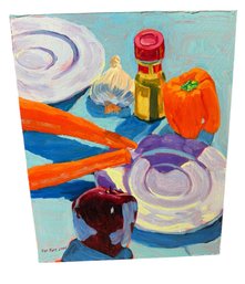 Fred Hurd Original Still Life Kitchen Painting Double Sided