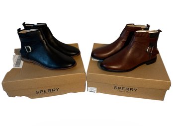 Sperry Seaport Leather Booties Brown & Black Size 7.5 (LR)
