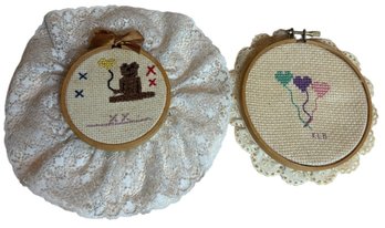 Heart Shaped Balloon, Mouse With Balloon Cross Stitch Art Pair (B)