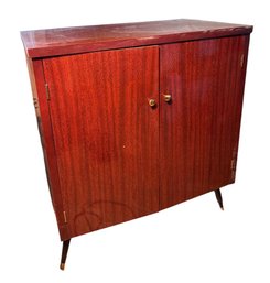 Wooden Record Cabinet Full Of Assorted Vinyl Records (LR)