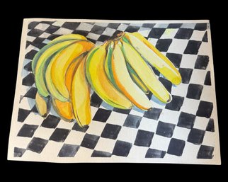 Bananas On Checkered Floor Original Signed Painting