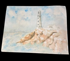 Original Signed Lighthouse Seascape Painting