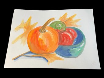 Fall Pumpkin Fruit Basket Original Painting