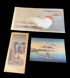 Asian Art Prints On Paper 3pc