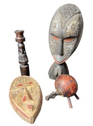 African Carved Wooden Masks & Assorted Decor