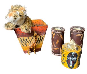 African Wooden Giraffe Box, Swazi Candle & Decor