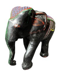 Black Lacquered Wooden Elephant Statue