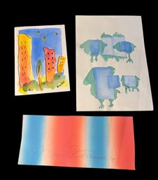 Original Abstract Watercolor Paintings 3pc