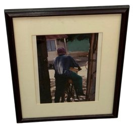 Man On Bicycle Framed Photography Wall Art