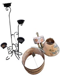 Wrought Iron Plant Stand, Table Lamps, Lamp Shades Etc (SR)