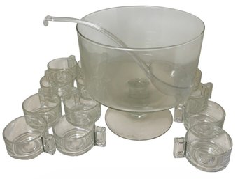Large Glass Punchbowl Set 14pc