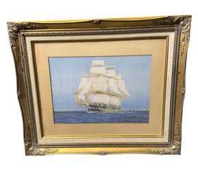 Sailing Clipper Ship Art Print In Ornate Gilded Frame