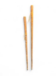 Carved Wooden Walking Stick Pair