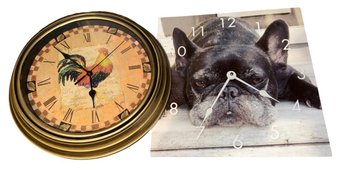 Boston Terrier & Rooster Clock Pair (A)