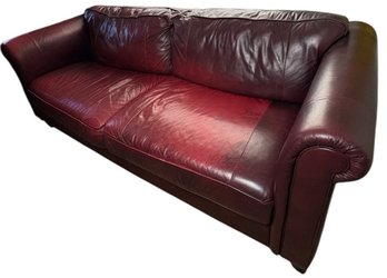 Red Leather Love Seat  (o)