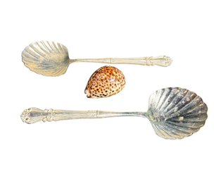 Silver Plated Seashell Serving Spoons & Leopard Print Shell