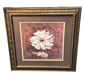White Floral Art Print In Ornate Frame