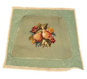 Green Array Of Fruit Early American Style Needlepoint Art