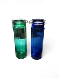 Green & Blue Glass Jars (B2)