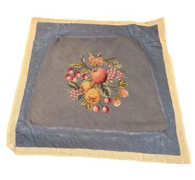 Blue Array Of Fruit Early American Style Needlepoint Art