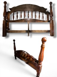 King, Antique Wood Head And Footboard (B2)