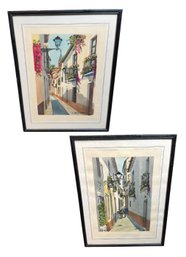 Mariano Sesmero Framed Spanish Watercolor Art Print Pair