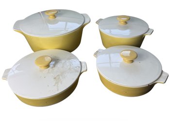 MCM Corning Ware Yellow Harvest Skillets With Lids 4pc (K)