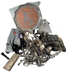 Silver Plated Utensils, Silent Crumb Catcher, Souvenir Spoons & More (K)