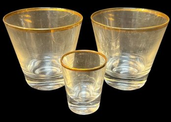 Gold Rimmed Old Fashion & Shot Glass 3pc